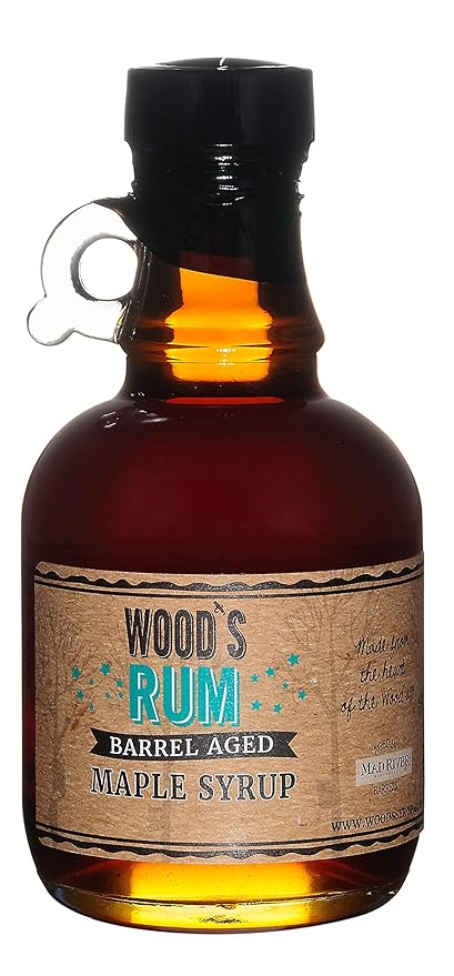 WOOD'S Cranberry Squeeze Maple Syrup – Small-Batch Vermont Maple Syrup Infused with Tart & Tantalizing Cape Cod Cranberries | All-Natural Vegan Sweetener for Pancakes, Cocktails, Glazes & Baking | 8.45 Fl Oz (250mL)