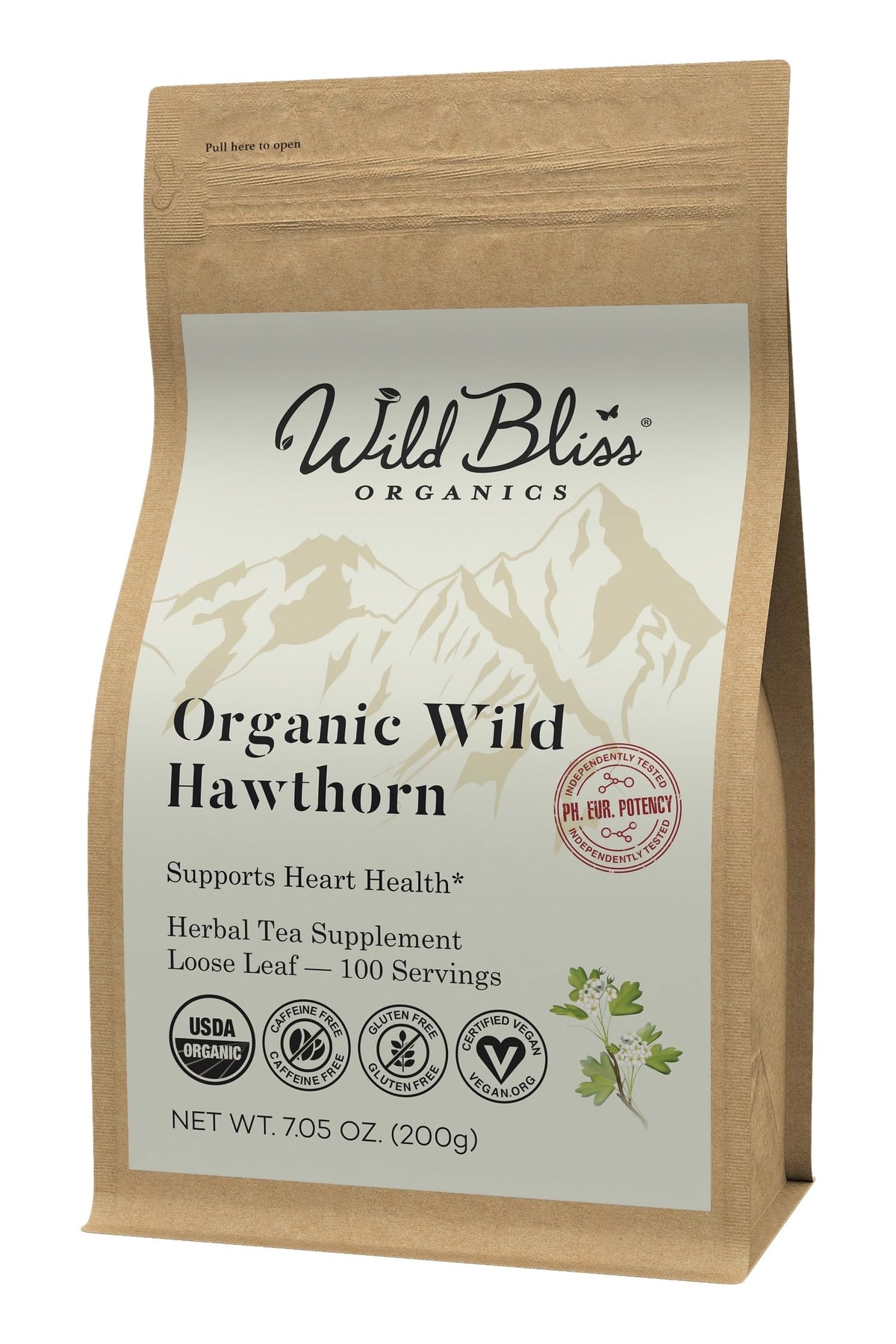 Wild Bliss Organic Hawthorn Loose Leaf and Flower Tea, 1.76 Oz