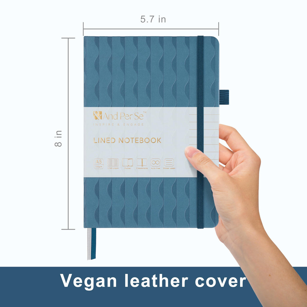 &And Per Se Lined Journal Notebook for Women&Men with Pattern, 160 Pages 100GSM Thick Paper, A5 Hardcover Journals for Writing(Blue)