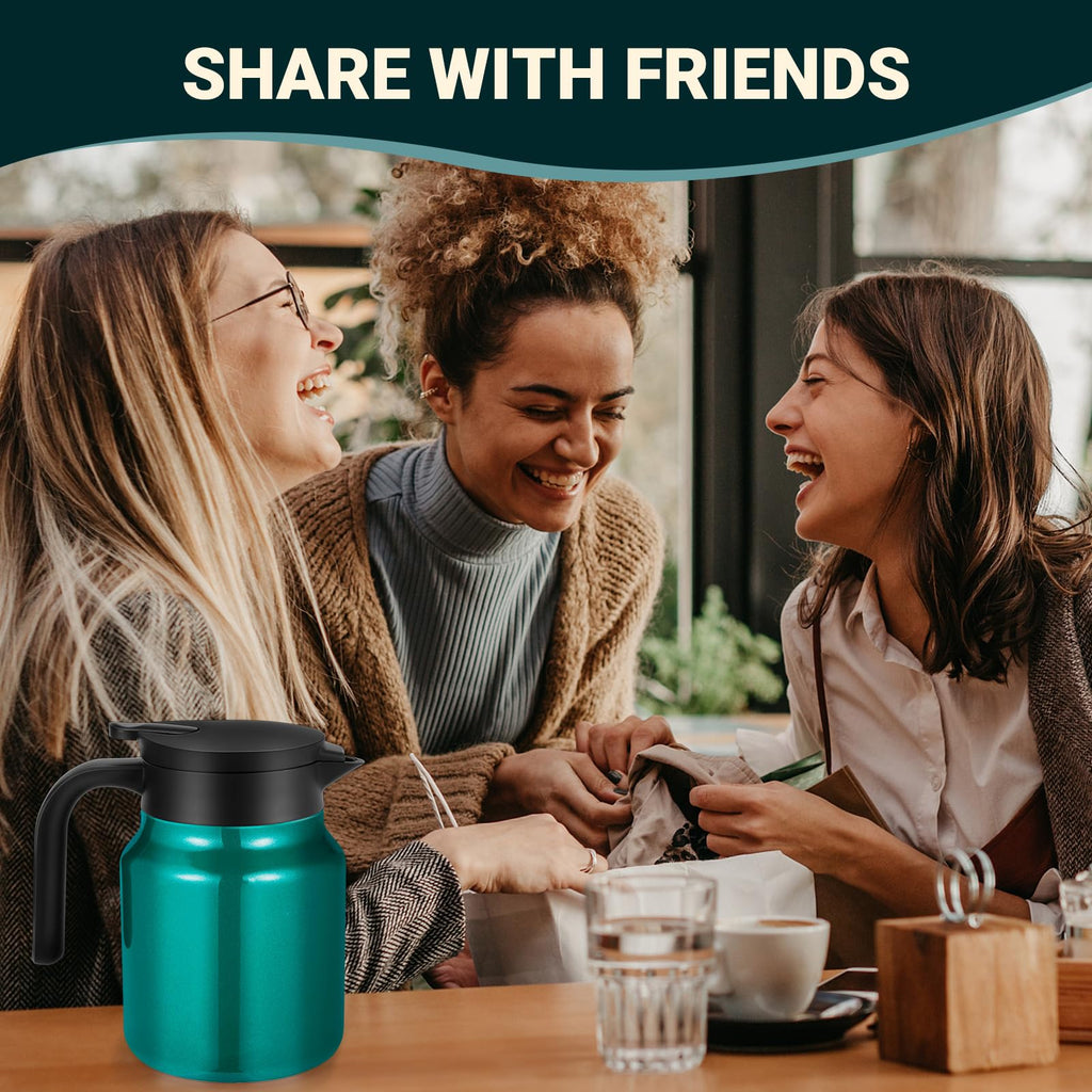 WYHVAND Insulated Coffee Carafe, 34 oz, Keeps Hot for 12H, Agave Teal