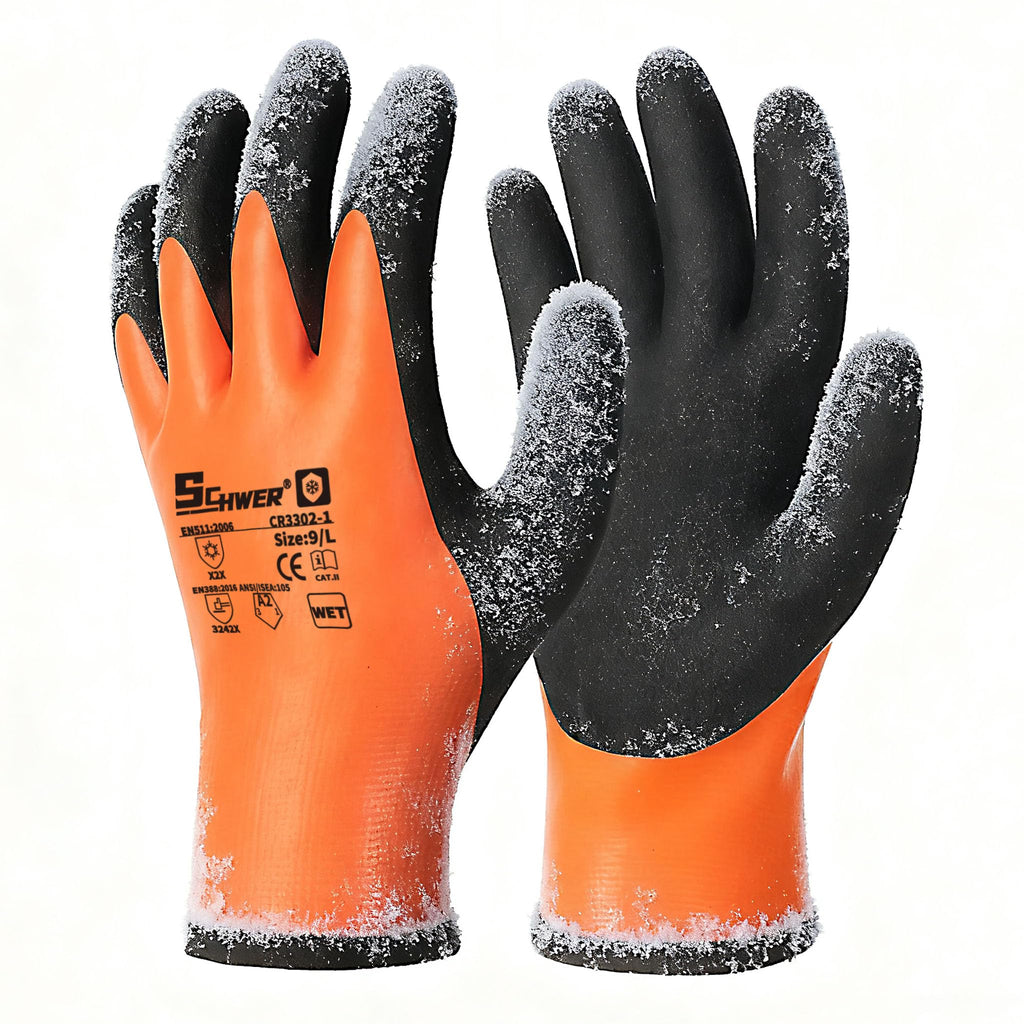 Schwer 100% Waterproof Winter Work Gloves Latex Coated, CR3302-1, L