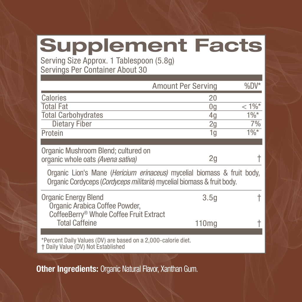 OM MUSHROOM SUPERFOOD Medium Roast Instant Black Coffee USDA Organic with Adaptogenic Mushrooms, USA, Coffee for Energy, Focus Digestion Immunity with Lions Mane & Cordyceps, 30 Servings