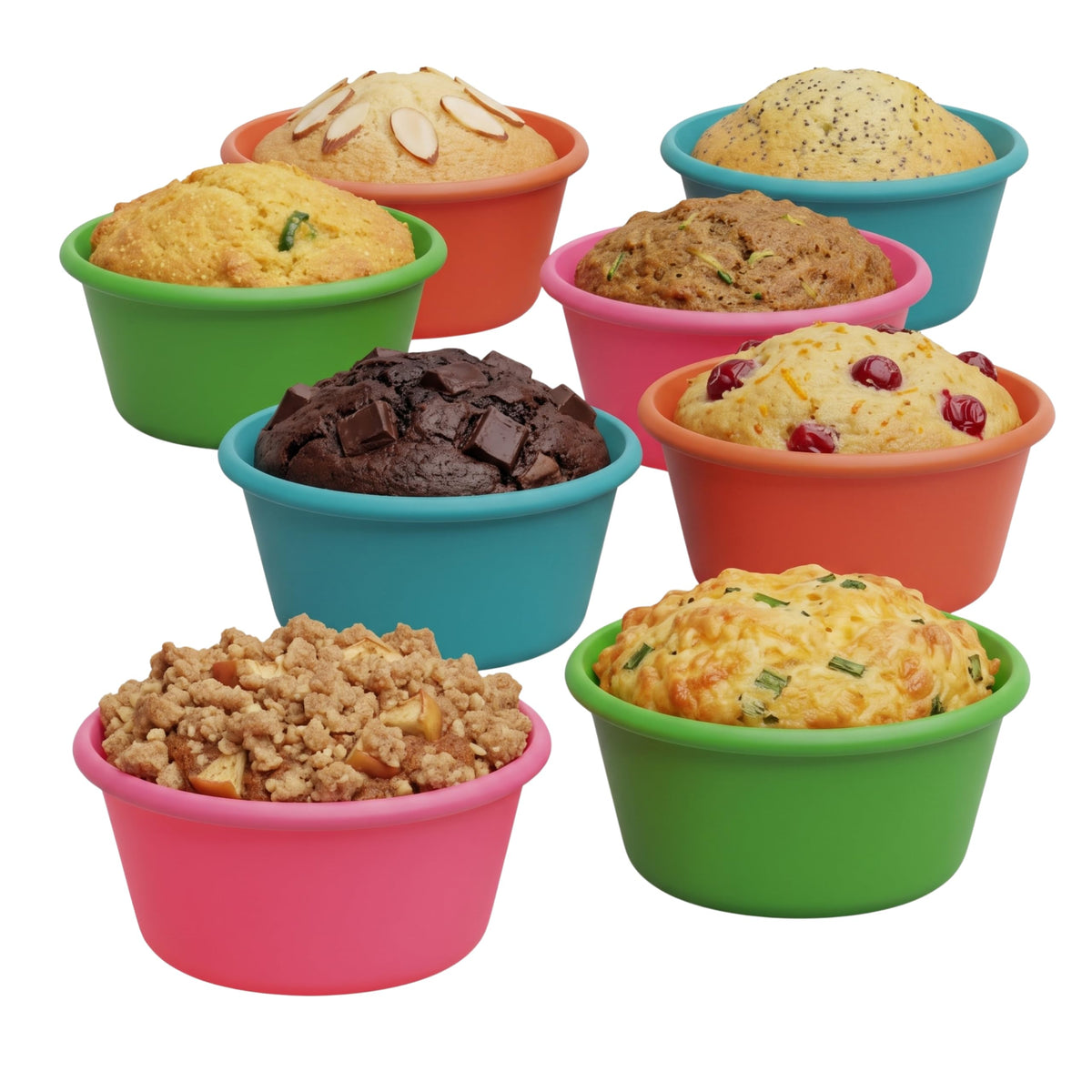 Bakerpan Silicone Jumbo Muffin Liners for Baking - Set of 6 Large 3.5 Inch