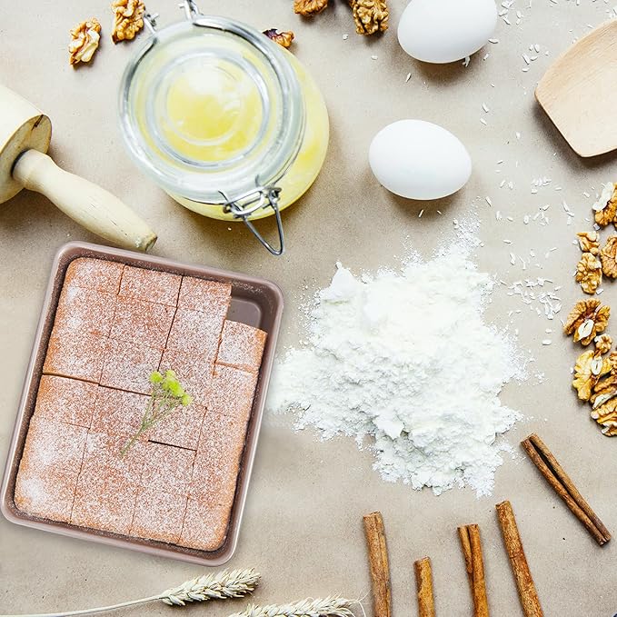 2 Pack Baking Sheet Pans, Deep Size Baking Pan Nonstick Cookie Sheet Brownie Cake Pan Bread Pan Toaster Oven Tray Bakeware, 8.6 x 6.6 x 1.7 Inches