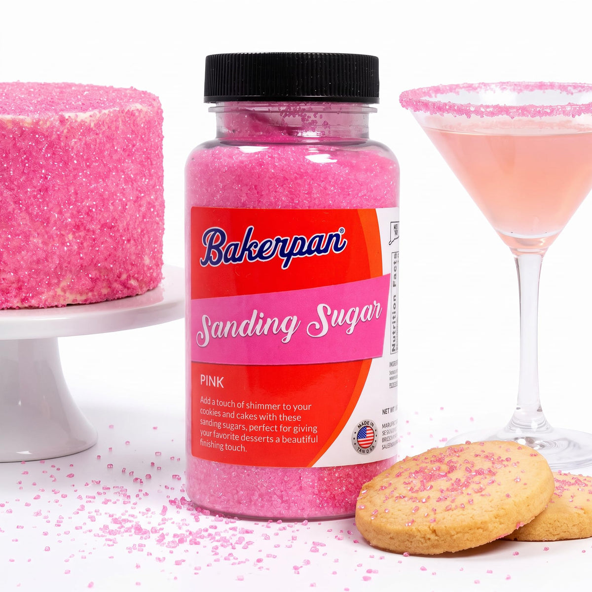 Bakerpan Silver Sanding Sugar for Baking & Cookie Decorating - 5 oz Decorating Sugar Sprinkles for Cookies, Cakes & Cocktails | Kosher, Gluten-Free, Made in USA