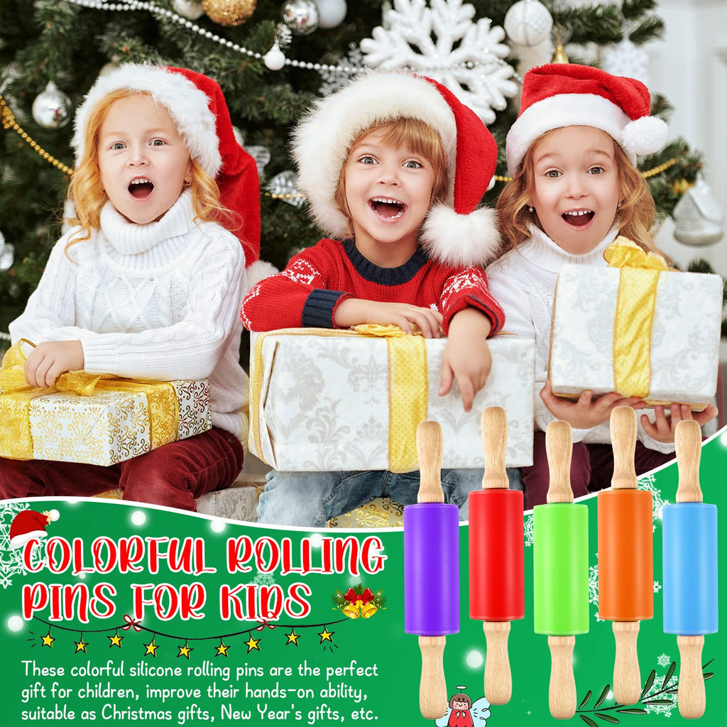 Thenshop 10 Pcs 9 Inch Mini Rolling Pins Kids with Wooden Handle