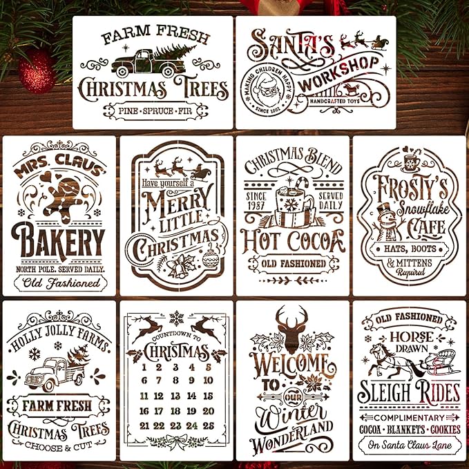 Christmas Stencils for Crafts Reusable A4 Christmas Stencils for Painting