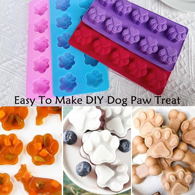 8PCS Silicone Molds Puppy Dog Paw and Bone Shape, Reusable Silicone Chocolate Molds, Non-Stick gummy molds, Dog Treat Molds, Used for Chocolate, Candy,Pudding, Jelly,Ice Cube,Biscuits