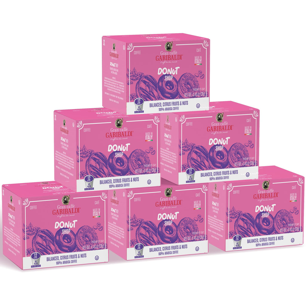 Caffè Garibaldi Donut Shop Coffee Pods, Light Roast, 72 Count Arabica Blend