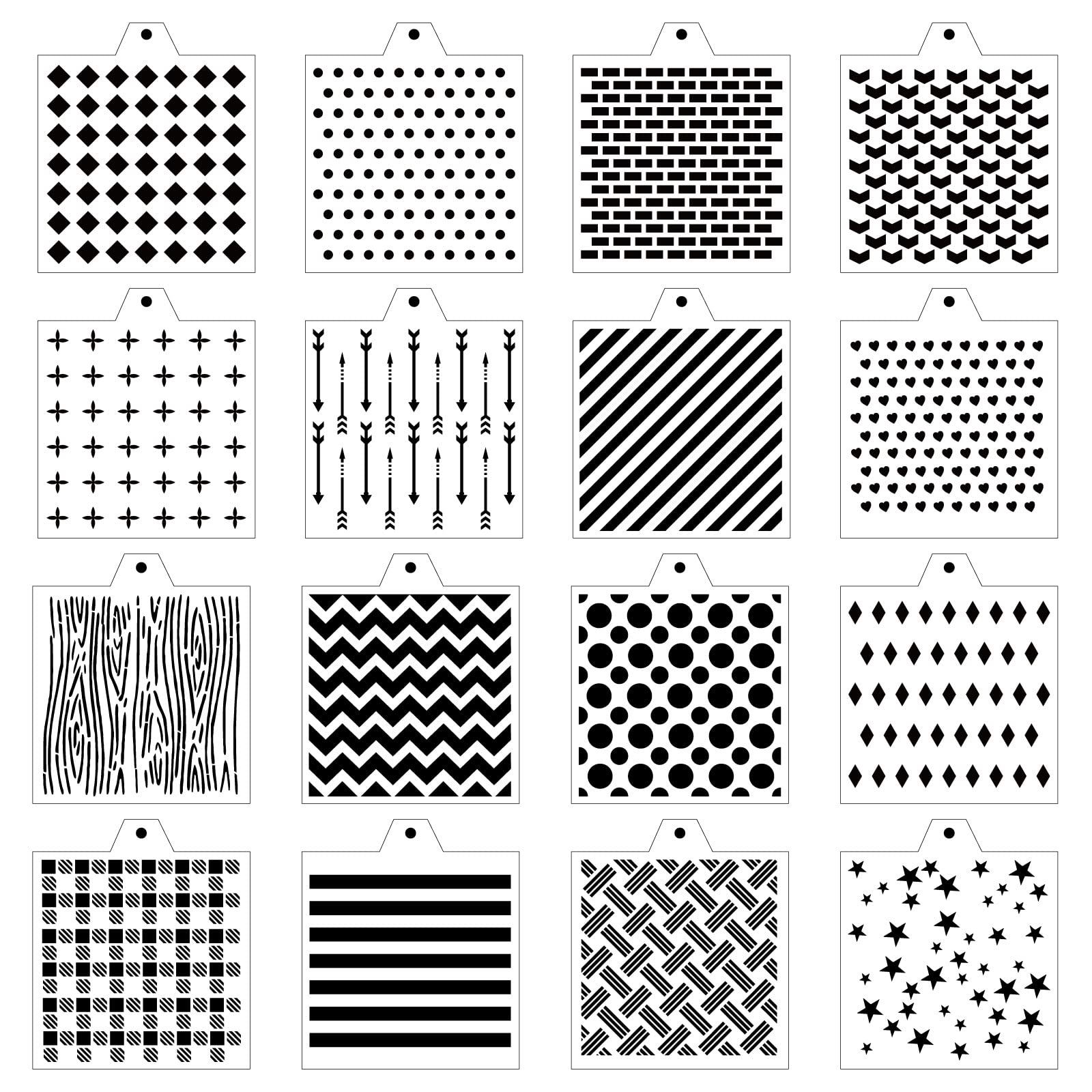 16 Pcs 5.5x5.5in Cookie Stencil DIY Royal Icing Baking Stencils for Royal Icing Cookies, Airbrush Cookies; Sugar Cookie Stencils,Craft Painting, Stencil Genie Stencils (Essential)