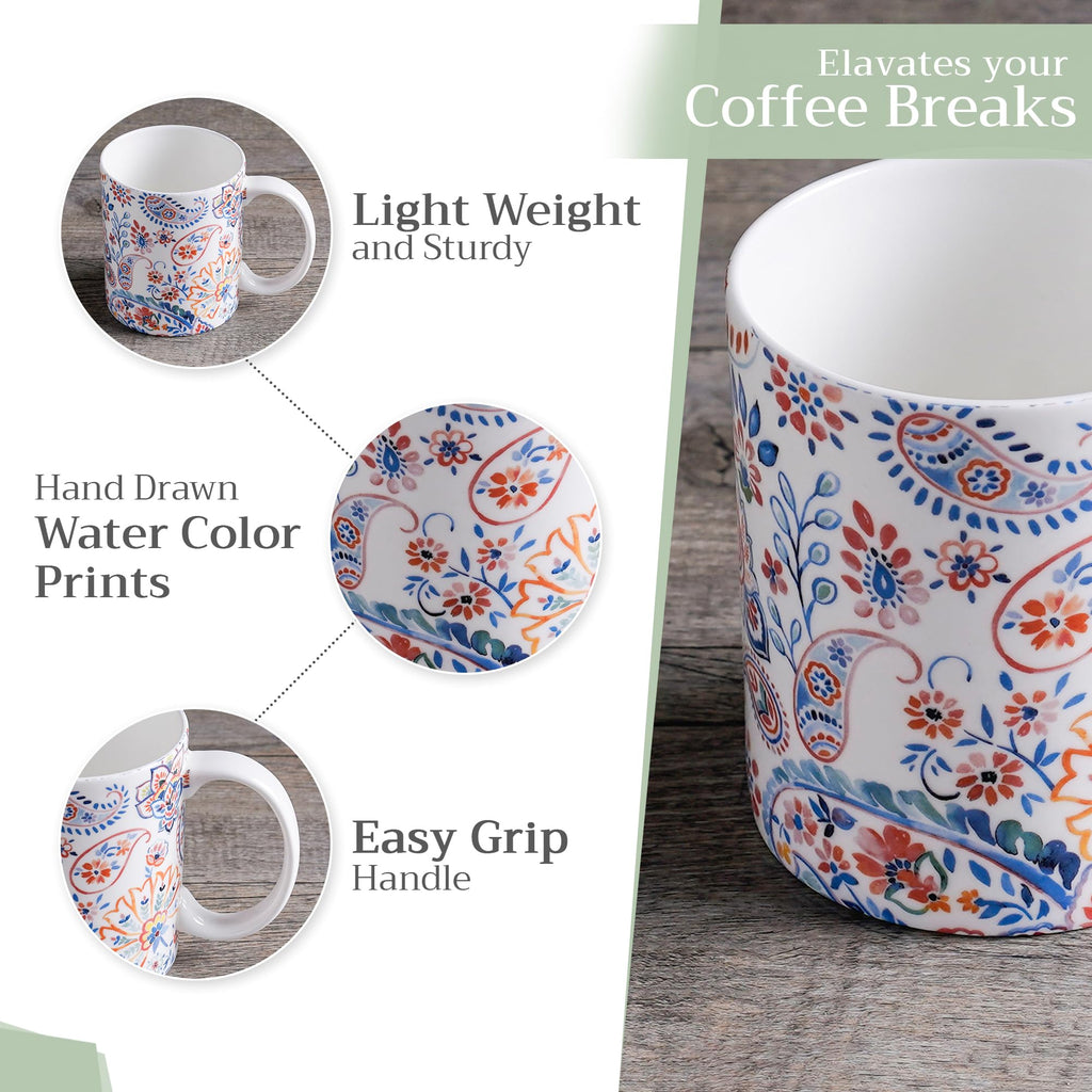 Maison d' Hermine Coffee Mug with Handles Tea Cups (12 Ounce, Pack of 1)