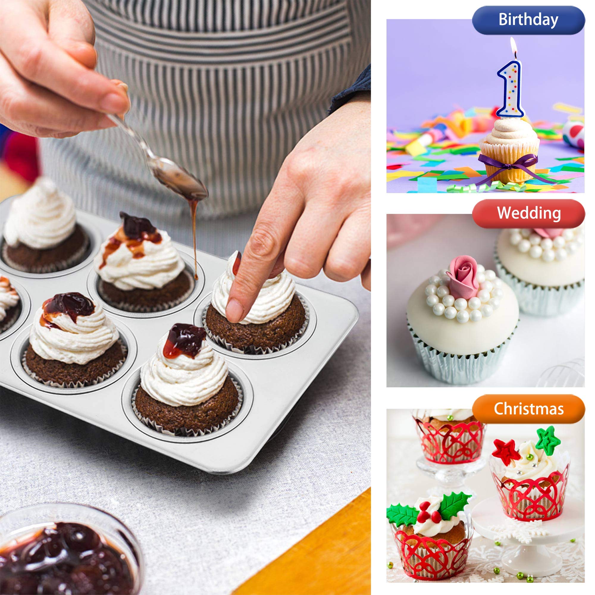 TeamFar Muffin Pan, 6 Cup Muffin Pan for Baking, Cupcake Pan Muffin Tin