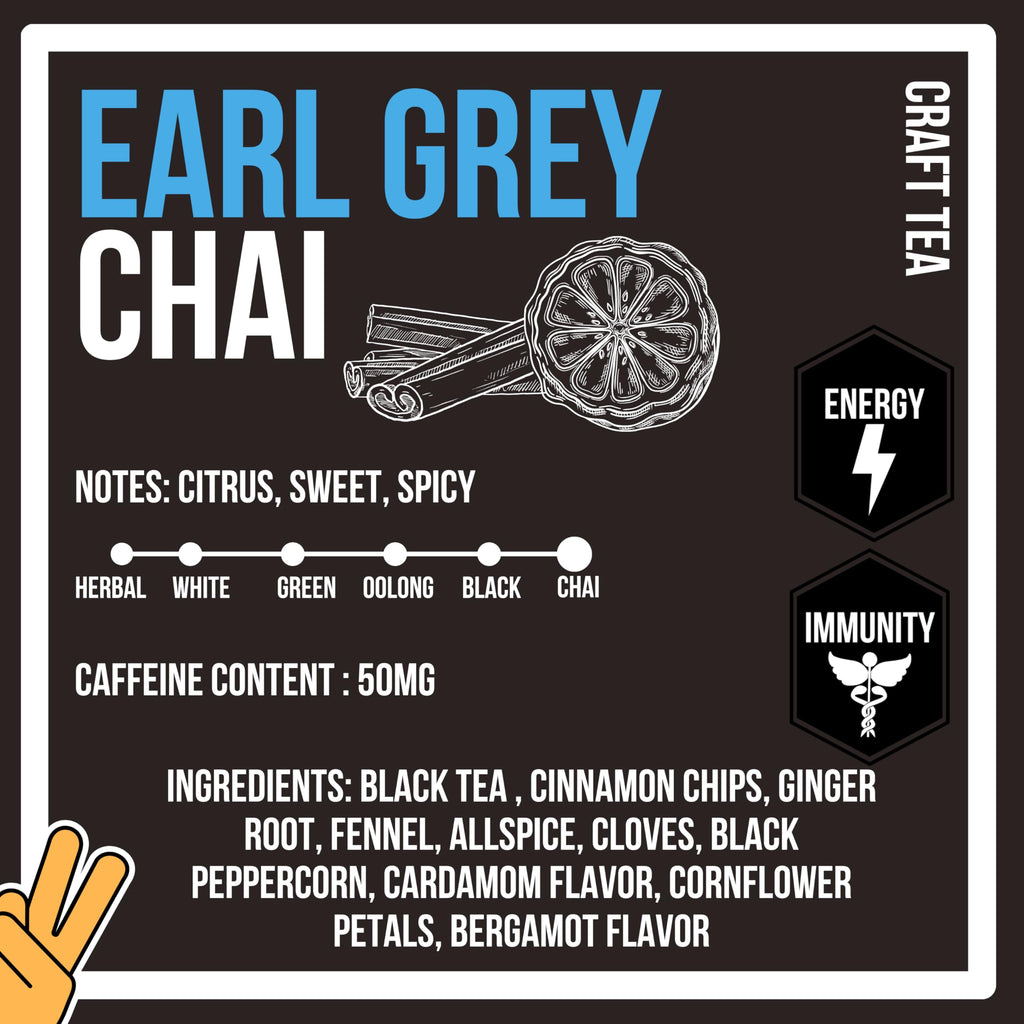 Revival Tea Company Earl Grey Chai Tea - Black Tea Blend with Fresh Spiced Chai and Bergamot Flavor - 24 Tea Bags