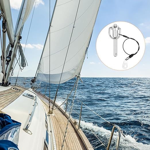 uxcell 1 Pcs Quick Release Pin, 5/16" x 1.57"(Dia. x L) Push-Button Ball Locking Pin 304 Stainless Steel Ring Handle Locking Pin with Wire for Audio Bimini Top Marine, Silver
