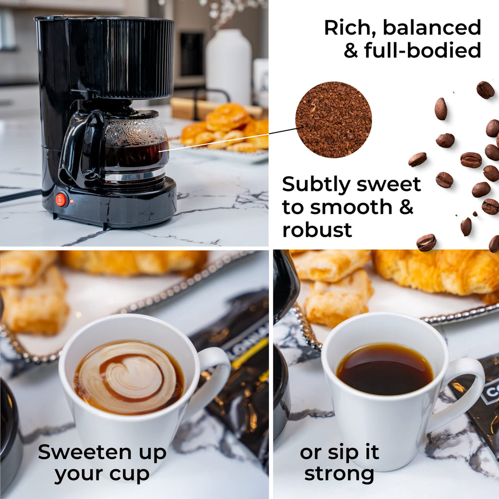 Colonial In-Room Decaf Ground Coffee Filter Packs for Hotel Rooms, Decaffeinated Dark Roast, 0.50 Ounce (Pack of 150), Use with 4-Cup Drip Coffee Machine