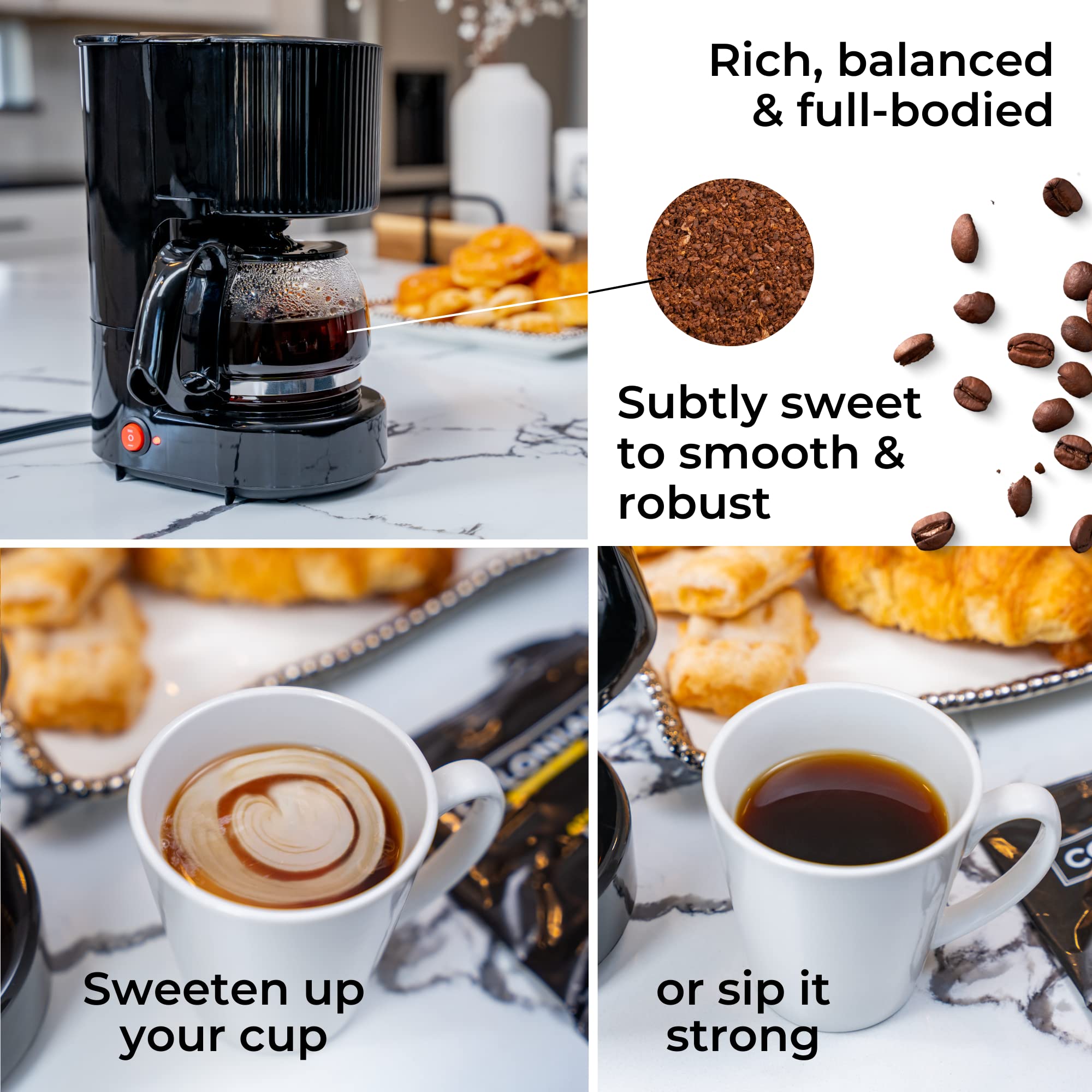 Colonial In-Room Decaf Ground Coffee Filter Packs for Hotel Rooms, Decaffeinated Dark Roast, 0.50 Ounce (Pack of 150), Use with 4-Cup Drip Coffee Machine