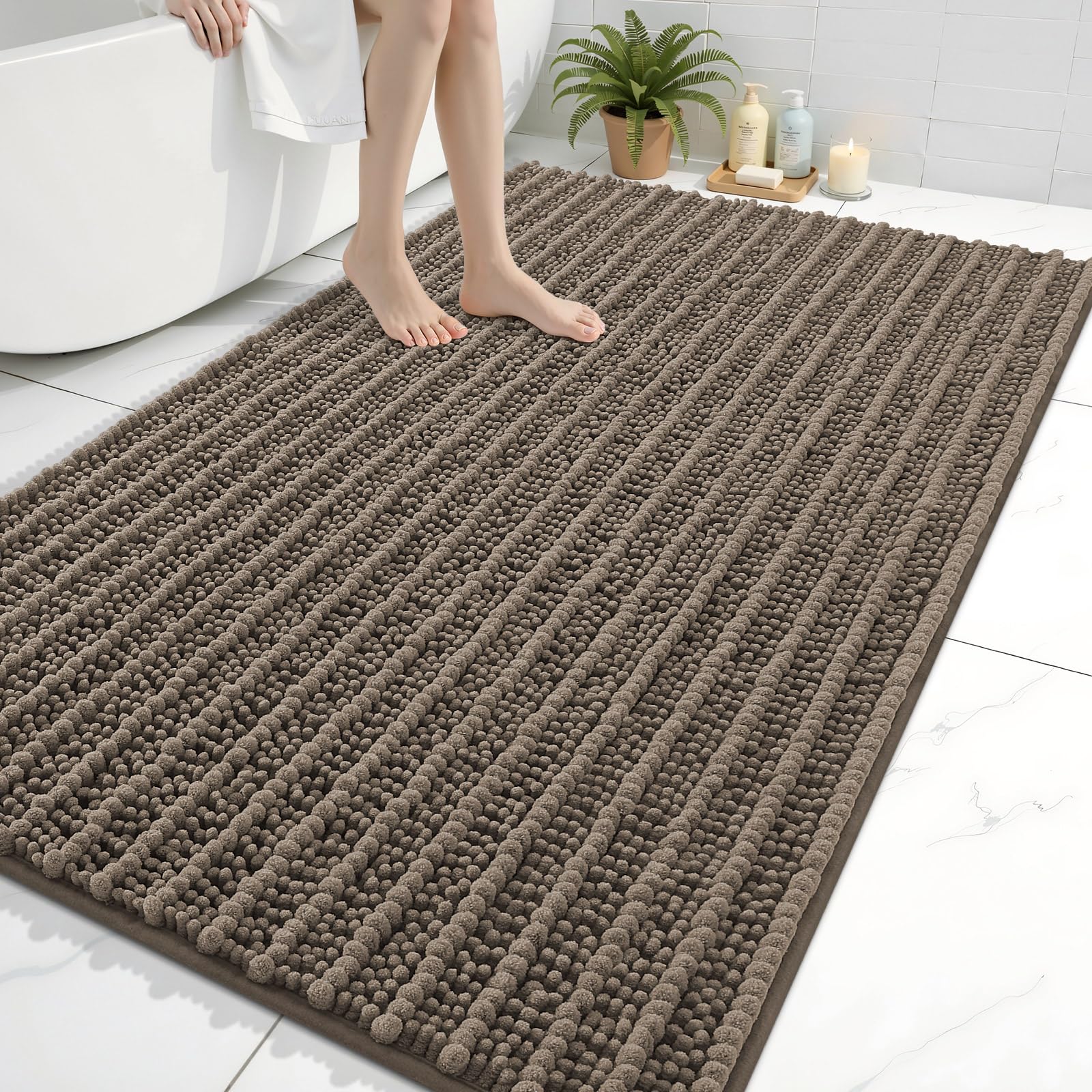 Arotive Bathroom Rugs Mat 59x35, Soft Absorbent Chenille Shaggy Bath Mat