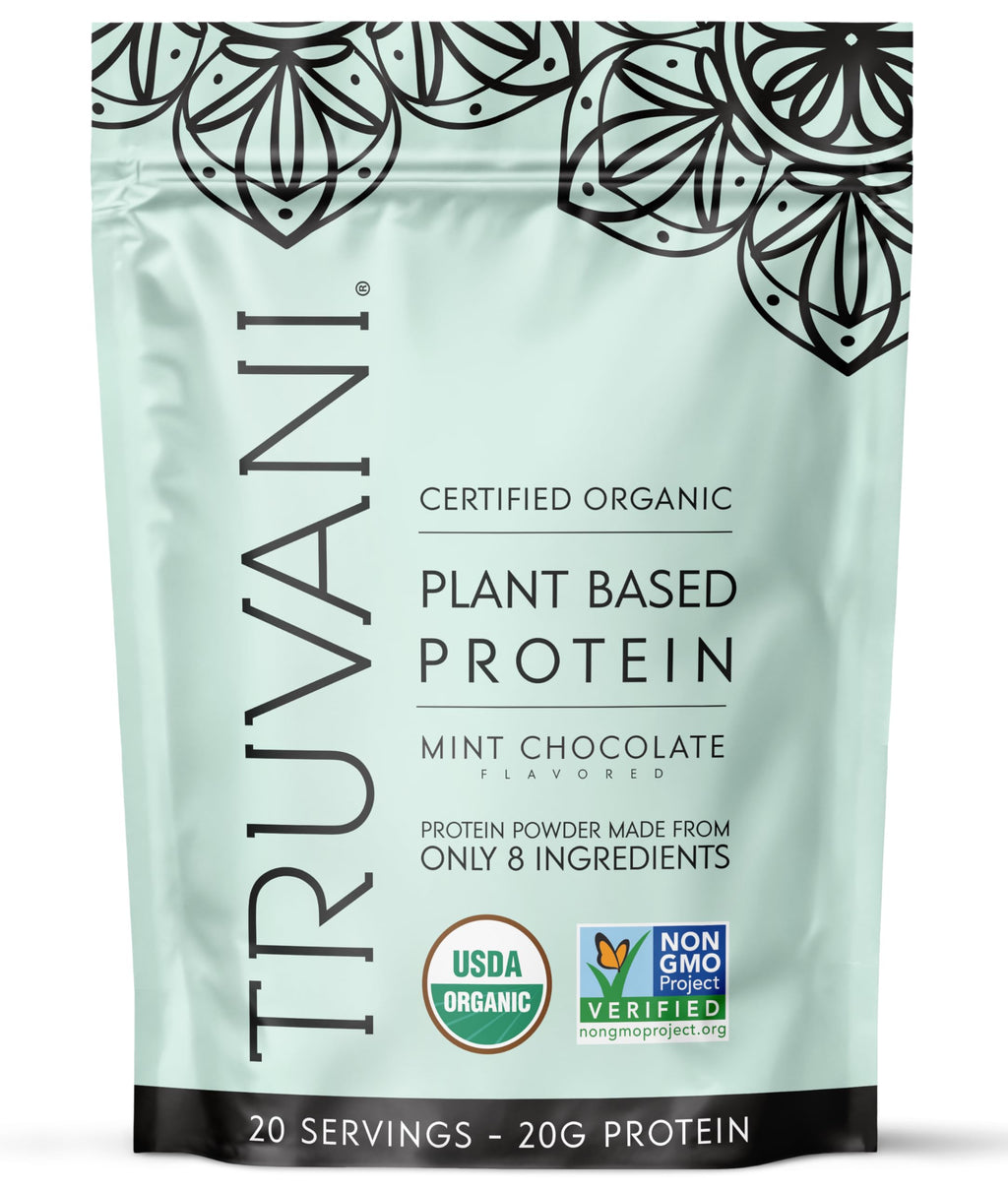 Truvani Organic Plant Based Protein Powder | Mint Chocolate | 20 Servings