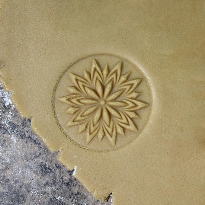 Wood Cookie Stamp, 2.5 Inch (Fancy Lotus CS-001)