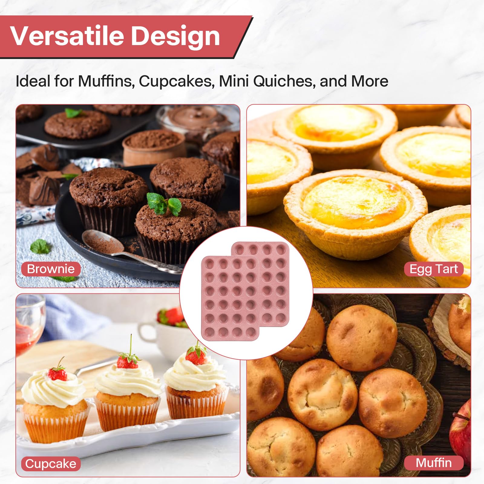 Spmarkt 2-Pack Healthy Baking Cupcake Pan| Non Stick 12-Cup Muffin Pan | Durable & Easy Clean Muffin Tin | Perfect for Cupcakes, Muffins (Beige)