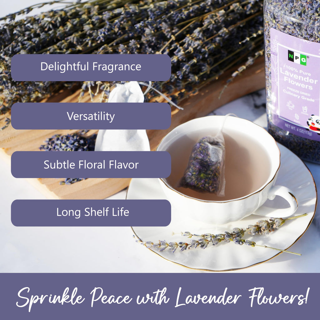 NPG Freeze Dried Lavender Flowers 4 Oz, Culinary English Lavender Buds