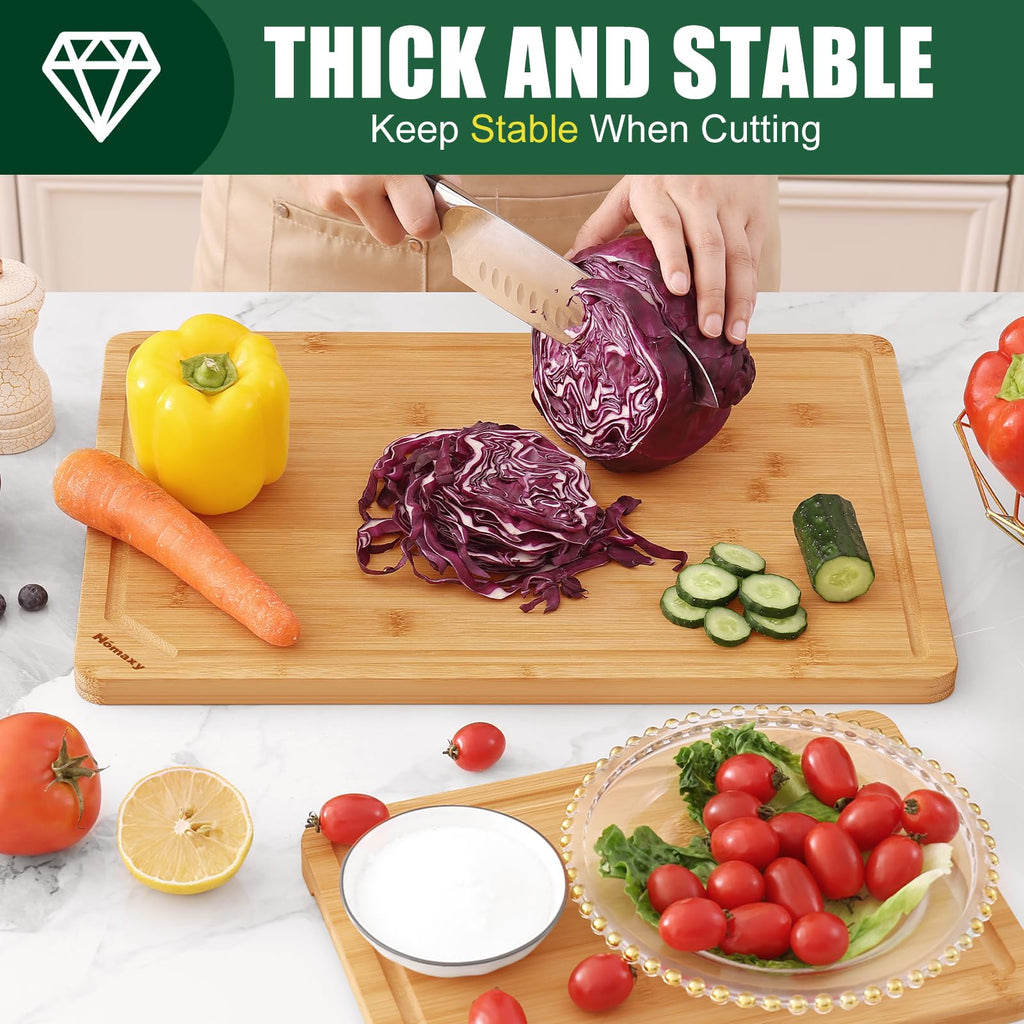 Homaxy Organic Bamboo Cutting Boards Set for Kitchen Set of 2