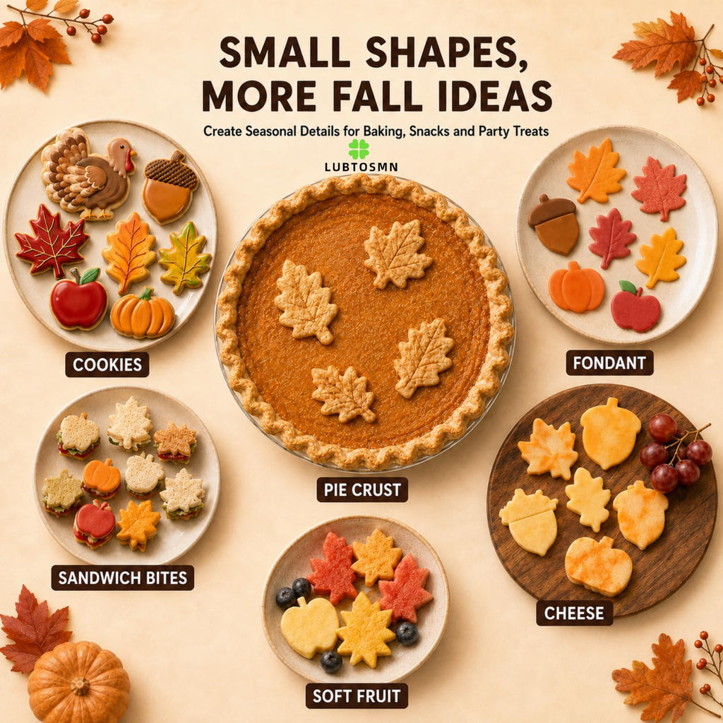 Auktosmn 7 Pcs Mini Fall Cookie Cutter Set, 2.0 Inch, Dishwasher Safe