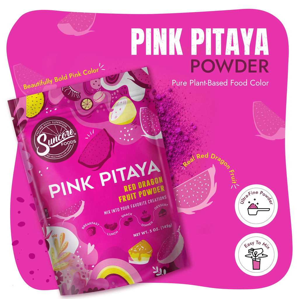 Suncore Foods Pink Pitaya Powder 5oz (Dragon Fruit) | Gluten Free | Vegan