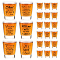 Kolewo4ever 24 Pieces Funny Friends Shot Glasses Funny Friends Shot Glasses Clear Glass Cups with Heavy Base for Adult Small Glass Shot Cups 1.75 oz Shot Glass for Best Friend
