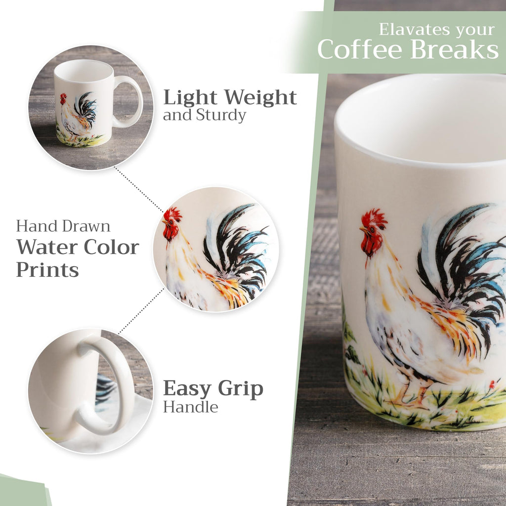 Maison d' Hermine Coffee Mug with Handles Tea Cups (12 Ounce, Pack of 1)