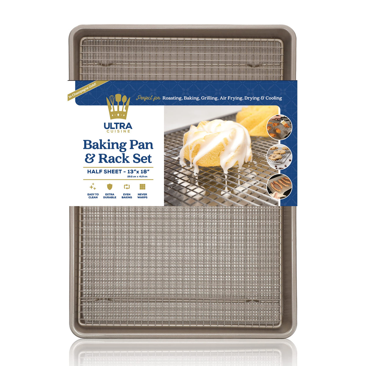 Aluminium Baking Sheet Pan with Wire Rack Set, 13"x10" (quarter sheet Pan)