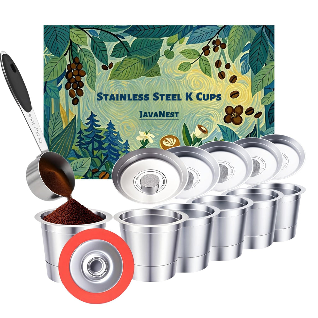 JavaNest 6 Pack Reusable K Cups for Keurig 2.0 & 1.0, Stainless Steel Reusable Coffee Pods for Keurig, Reusable Pods, Refillable Coffee Filter with Scoop & 6 Extra Seals (6 * new for Keurig 2.0 & 1.0)