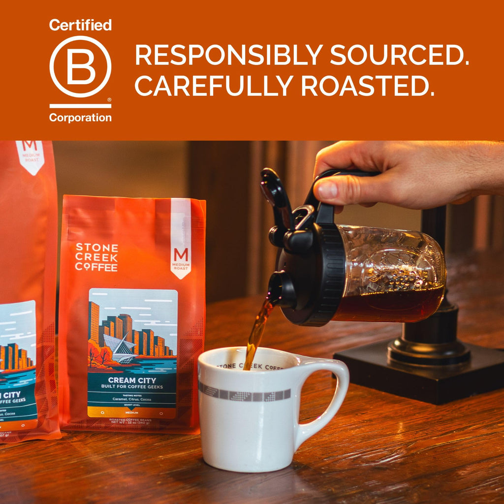 Stone Creek Coffee Medium Roast Whole Bean Coffee – 2 LB (Pack of 1) – Specialty Smooth and Sweet Fresh Roasted Coffee Beans with Fruity/Chocolate Tasting Notes, Cream City