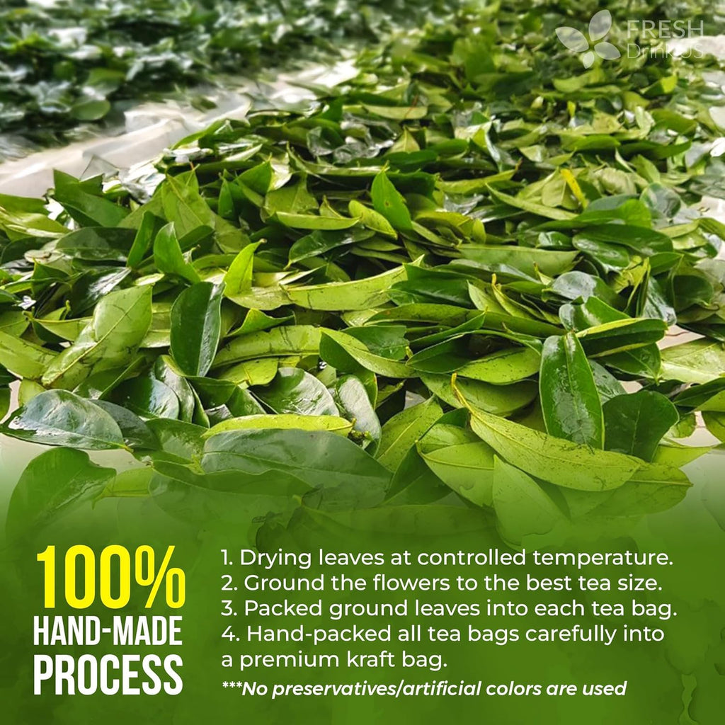 40 Premium Soursop Graviola Leaf Tea Bags, 100% Natural and Pure from Soursop Leaves, Handmade, Made With Natural Materials-Corn Fiber Tea Bag, Sugar/Caffeine/Gluten Free, Hoja Guanabana Tea