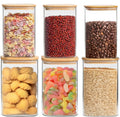 HomeyHoney 66+37 oz Glass Food Storage Jars with Airtight Lids, Tall Clear Glass Jar with Bamboo Lid, Airtight Food Canister for Pasta, Candy, Coffee, Sugar, Cookie, Snack. (Round | 10+11 Inch)