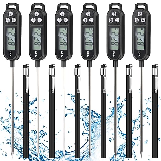 Meat Food Thermometer Food with Probe Water Liquid Instant Read Digital Thermometer Kitchen Cooking Supplies for Cooking BBQ Milk Yogurt (Black)