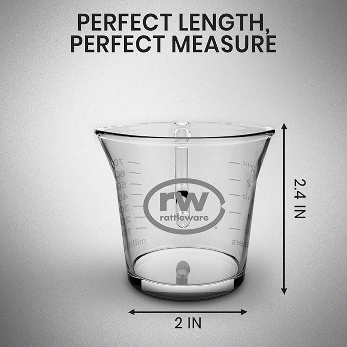 Rattleware 3 oz Espresso Shot Glass Pitcher – Double Spouted Genuine Barista Measuring Cup with Graduations in ml & oz – High-Volume, Commercial-Grade for Swift Espresso Pouring & Precision
