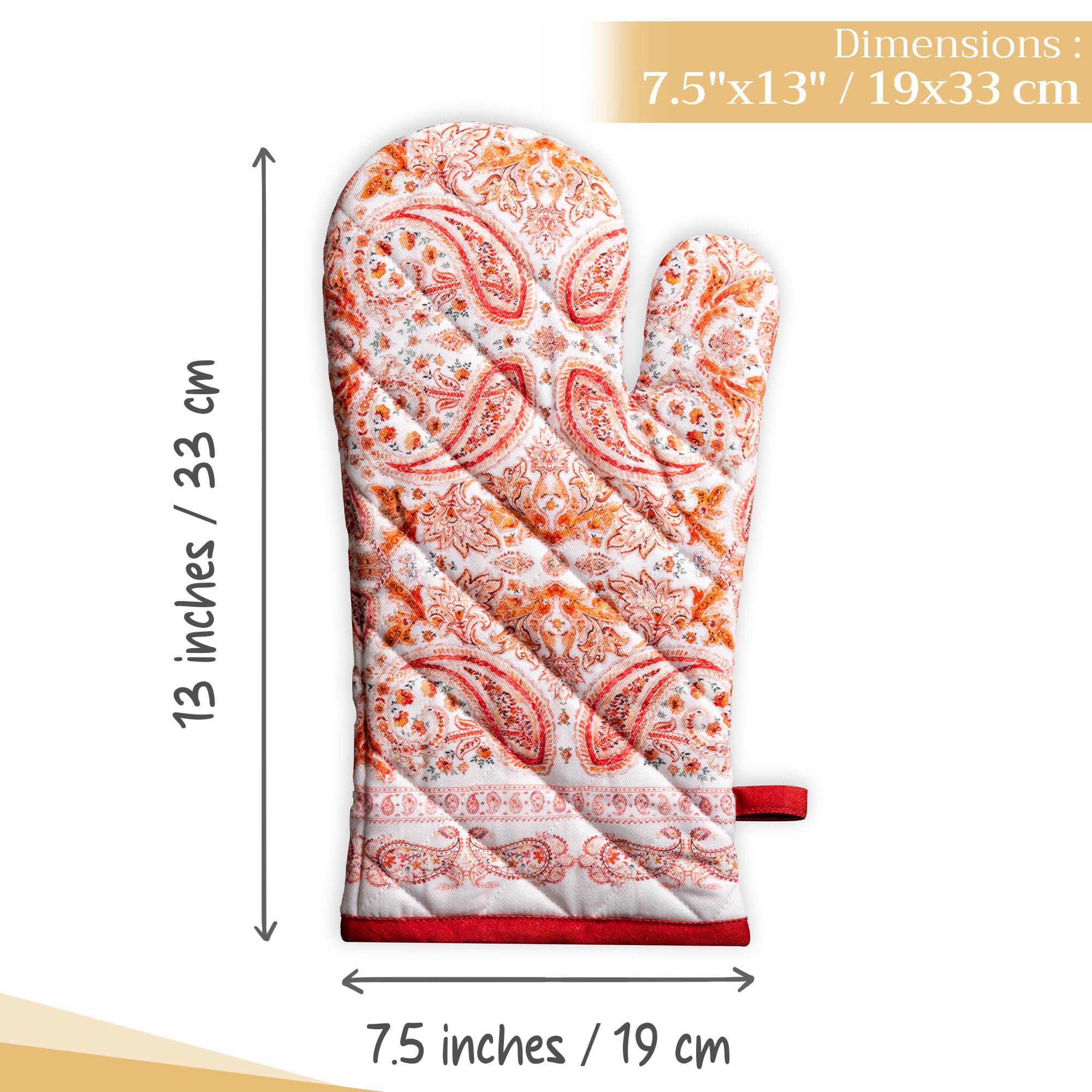 Maison d'Hermine Oven Gloves 100% Cotton Oven Mitt (7" x 13", Pack of 1)