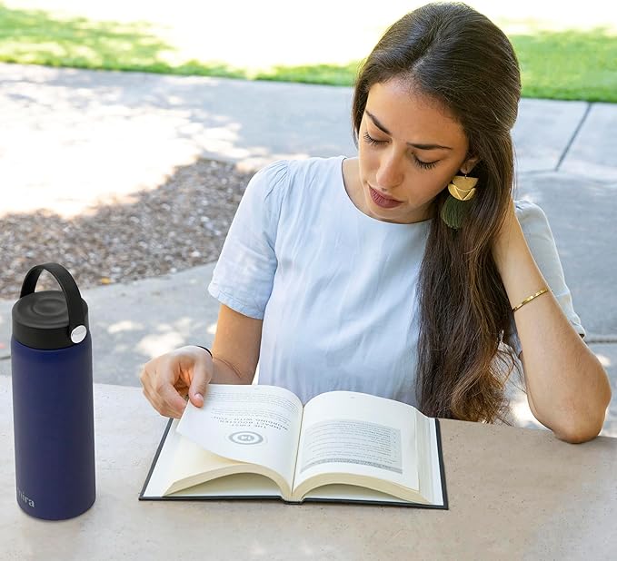 MIRA 18 oz Tea Infuser Thermos - Stainless Steel Travel Bottle with Removable Strainer for Loose Leaf Tea - Insulated Hot & Cold Brew Steeper - Marine