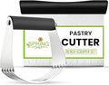 Spring Chef Dough Blender & Pastry Cutter Tool, Stainless Steel Pastry Blender & Bench Scraper for Pizza, Nut, Pie - Multipurpose Dough Cutter & Scraper Tool for Baking with Soft Grip Handles - Black