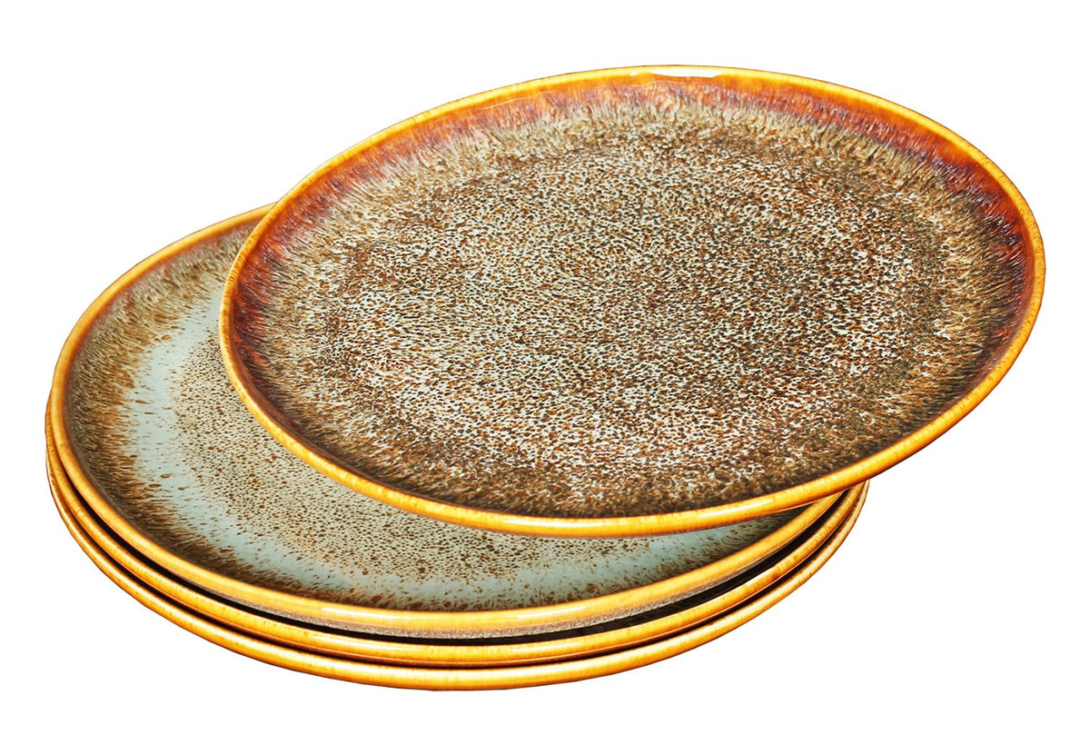 jinsongdafa Ceramic Dinner Plates Dish Set, Set of 4, Microwave Oven and Dishwasher Safe, Scratch Resistant, Dinnerware Kitchen Porcelain Serving Dishes 9 inch Square plate