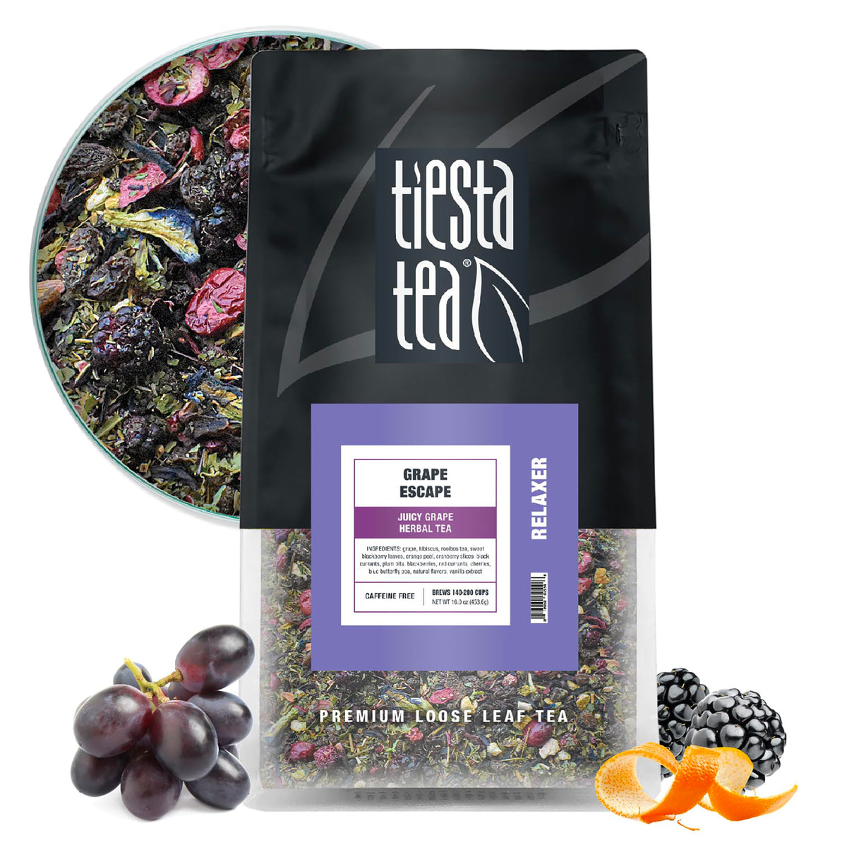 Tiesta Tea Strawberry Kiwi Herbal Tea Loose Leaf Fruit Tea Blend 16oz