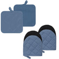 Oven Mitts and Pot Holders Set, Pack of 4, Heat Resistant Silicone Kitchen Mini Oven Mittens for 500 Degrees, Mini Oven Gloves and Hot Pads for Baking Grilling Barbecue Microwave Machine Washable