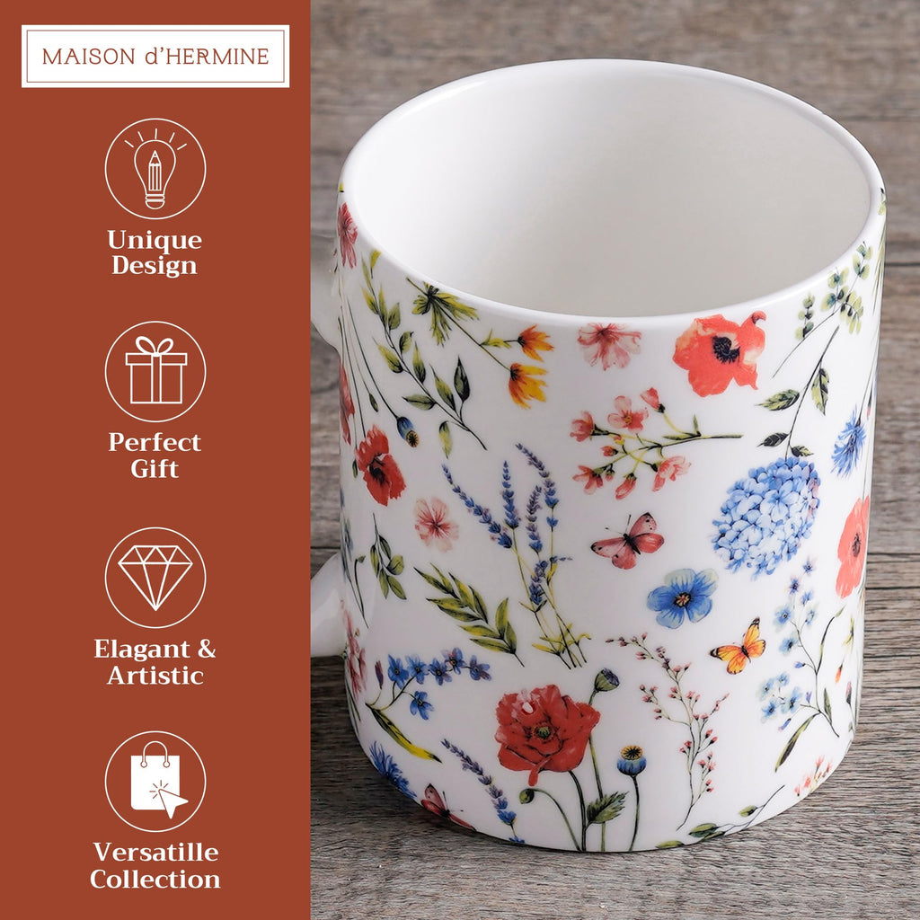 Maison d' Hermine Coffee Mug with Handles Tea Cups (15 Ounce, Pack of 1)