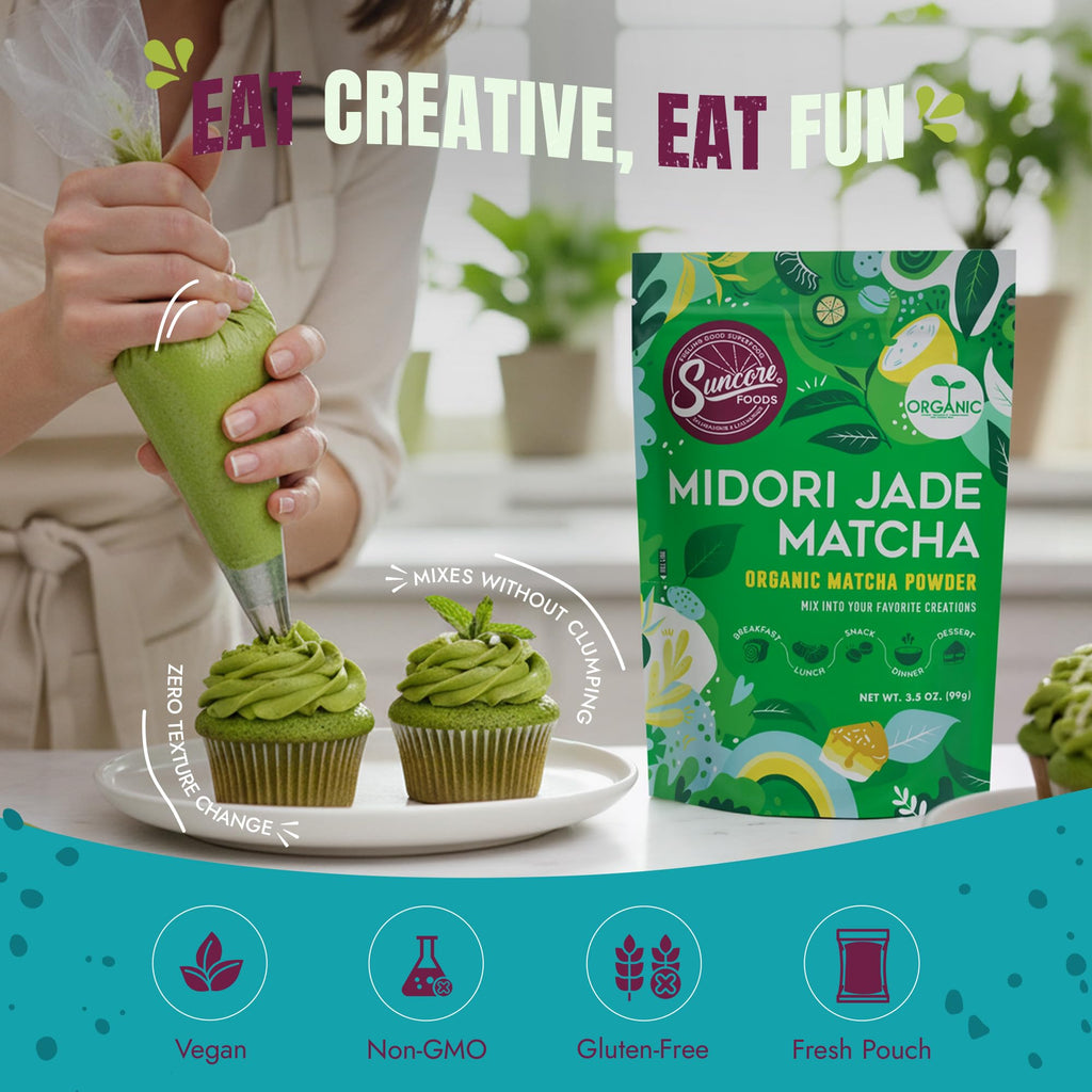 Suncore Foods Organic Midori Jade Matcha Powder 3.5oz | Gluten Free | Vegan