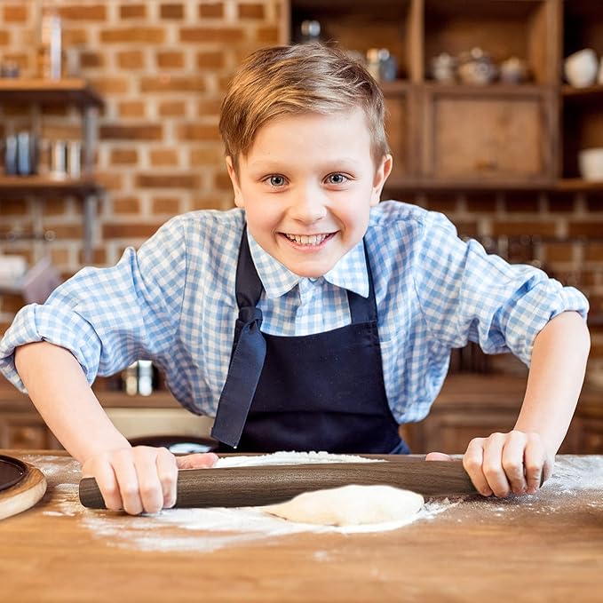 French Rolling Pin (17 Inches) –WoodenRoll Pin for Fondant, Pie Crust, Cookie, Pastry, Dough –Tapered Design & Smooth Construction - Essential Kitchen Utensil,Walnut Wood