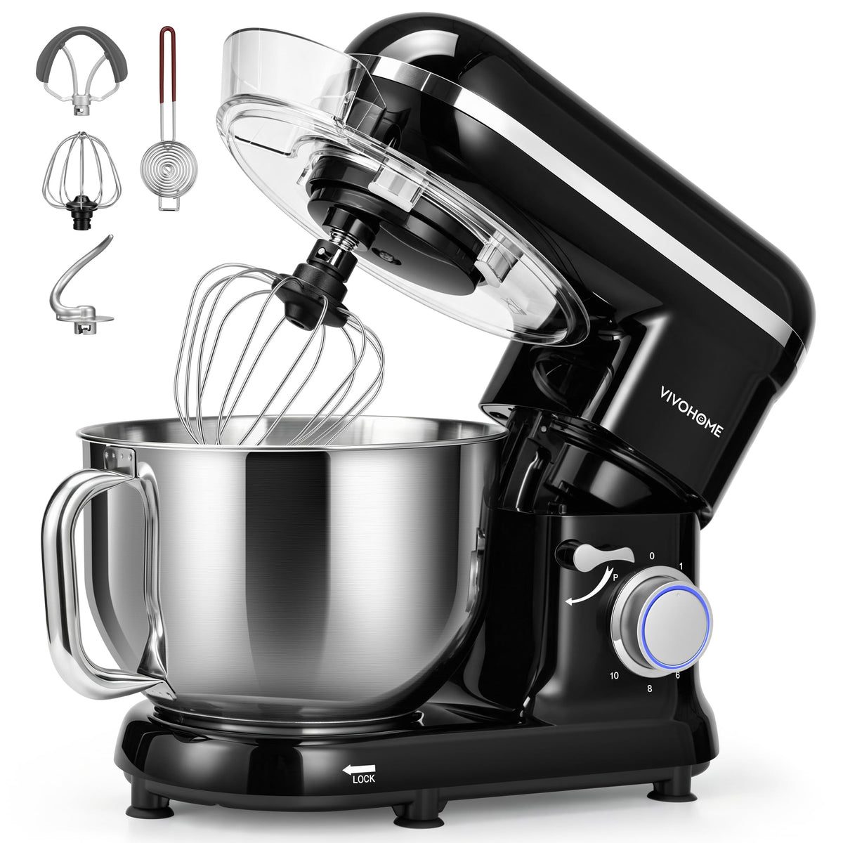 VIVOHOME Stand Mixer, 6-Quart Tilt-Head Kitchen Mixer with Bowl, Blue