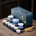ICHAG Chinese Tea Set, Gongfu Tea Sets for Adults, Asian Gaiwan Teaset, 14-Piece Yangzhi Jade (羊脂玉茶具) with Suspended Gaiwan & Tea Pet, Portable Travel Teaset for Home, Outdoor, Office Gifts
