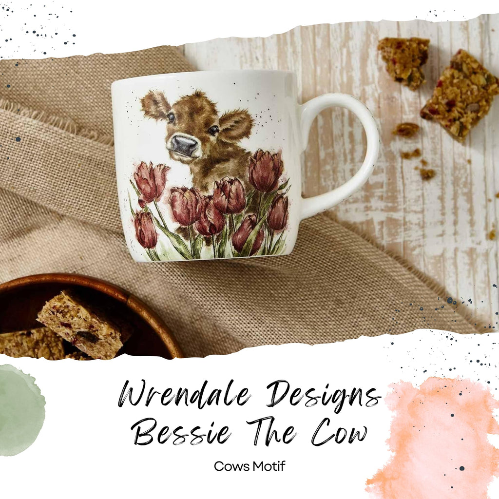 Royal Worcester Wrendale Designs Bessie Cow Mug | 14 Ounce Large Coffee Mug with Cow Design | Made from Fine Bone China | Microwave and Dishwasher Safe