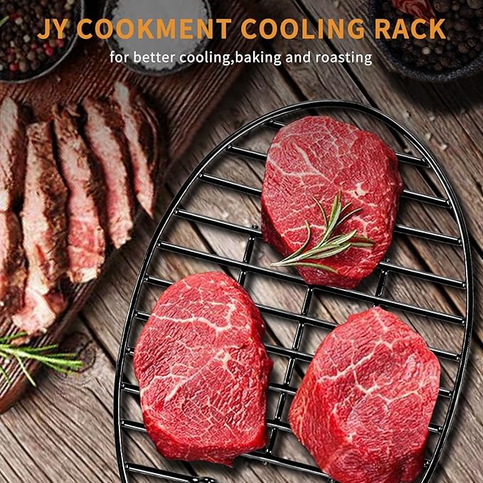 JY COOKMENT Cooling Roasting Rack with Integrated Feet, Enameled Coating, PTFE Free, Great for Cooking, Drying, Grilling, Dishwasher Safe (10inch*6.5inch)
